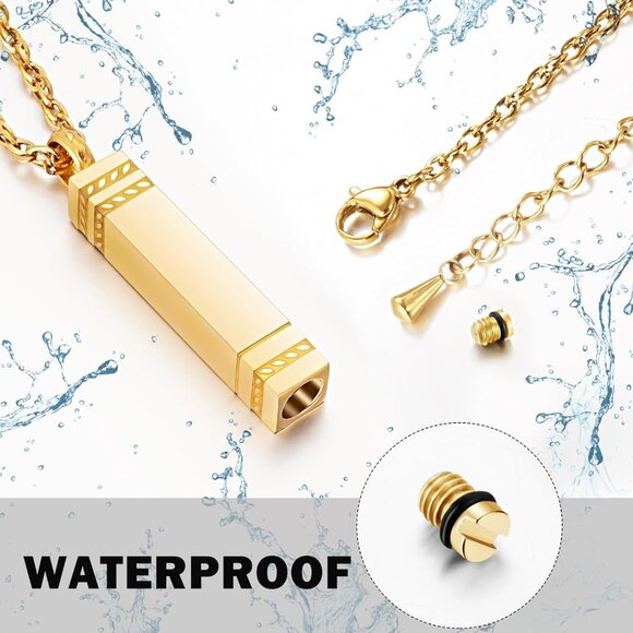 Cremation Urn Necklace for Ashes Bar Cremation Jewelry Stainless Steel Ash Neckl - Picture 4 of 7